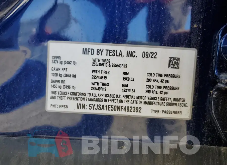 5YJSA1E50NF492392 Photo# 13
