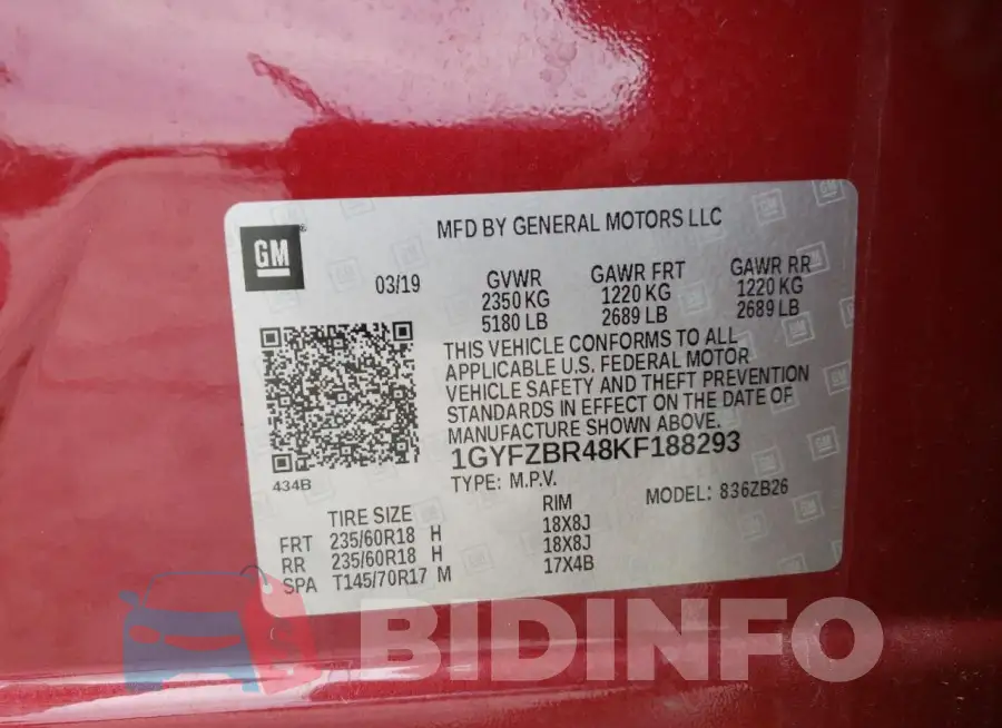 1GYFZBR48KF188293 Photo# 13