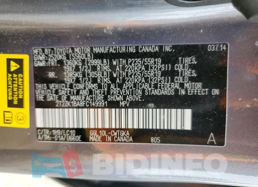 2T2ZK1BA8FC149991 Photo# 12