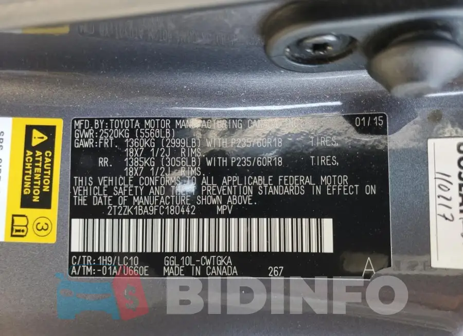 2T2ZK1BA9FC180442 Photo# 12