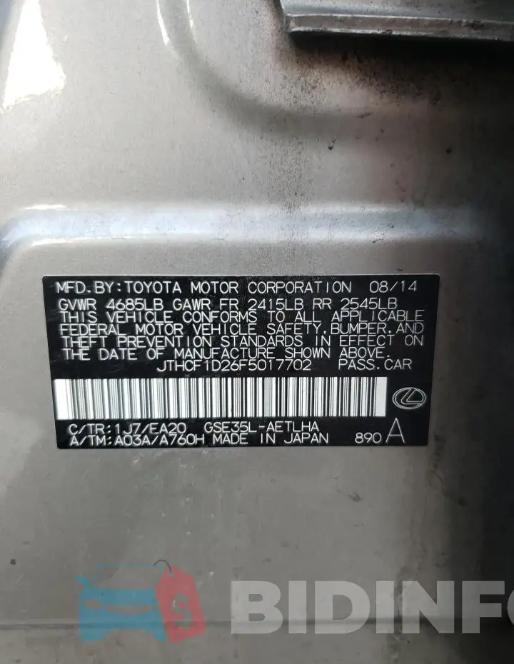 JTHCF1D26F5017702 Photo# 12