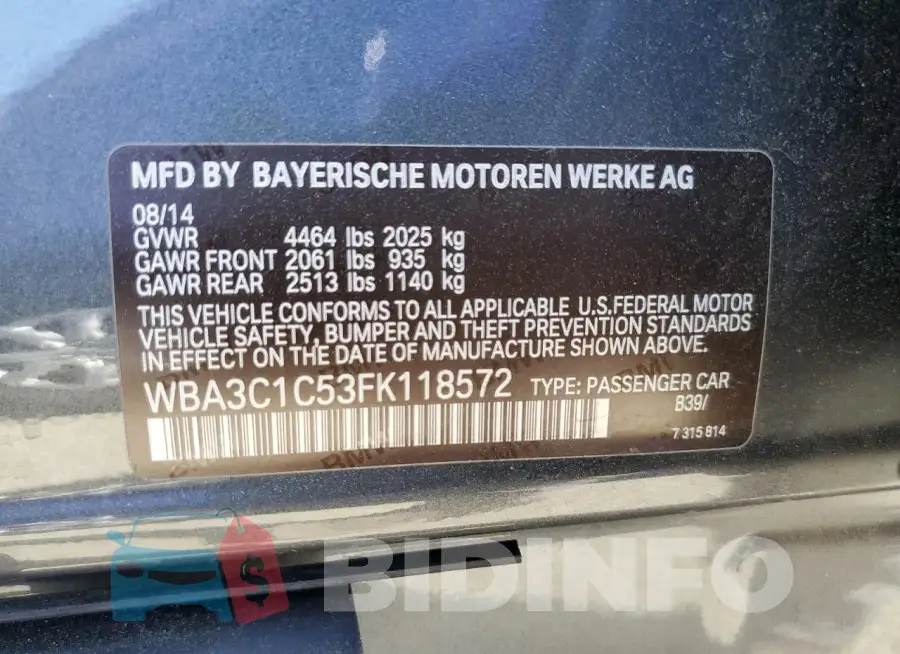 WBA3C1C53FK118572 Photo# 12