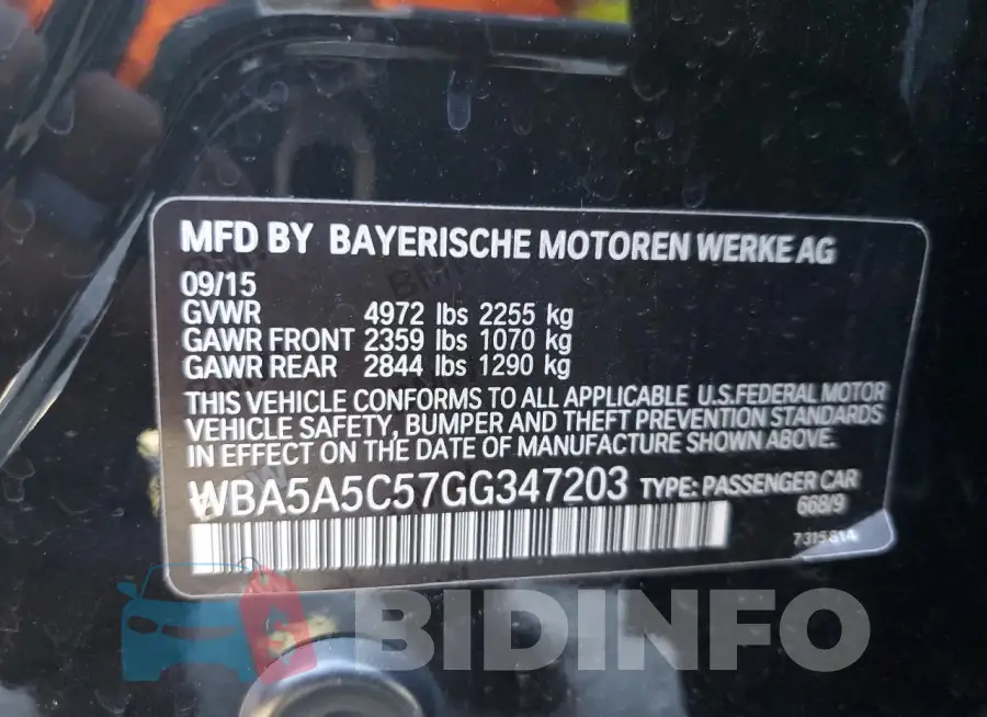 WBA5A5C57GG347203 Photo# 13