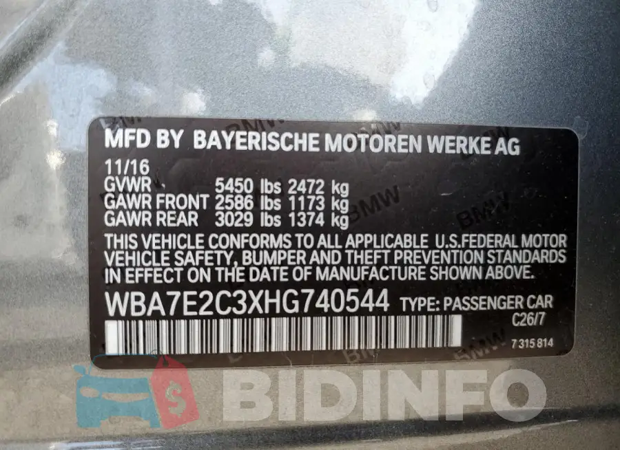 WBA7E2C3XHG740544 Photo# 12