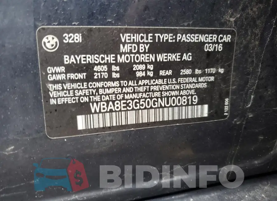 WBA8E3G50GNU00819 Photo# 12