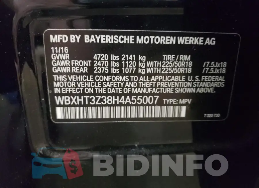 WBXHT3Z38H4A55007 Photo# 14