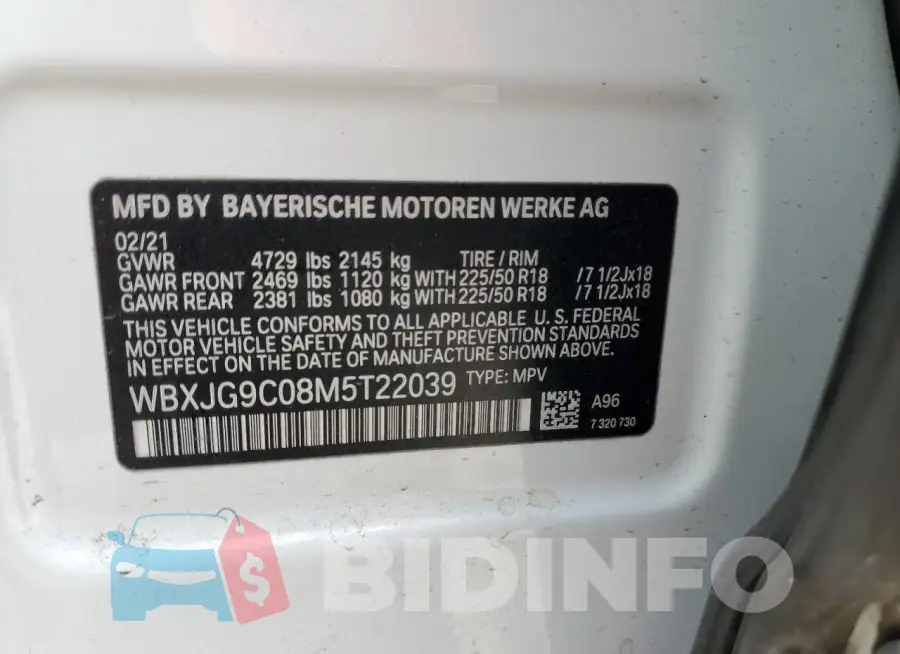 WBXJG9C08M5T22039 Photo# 13
