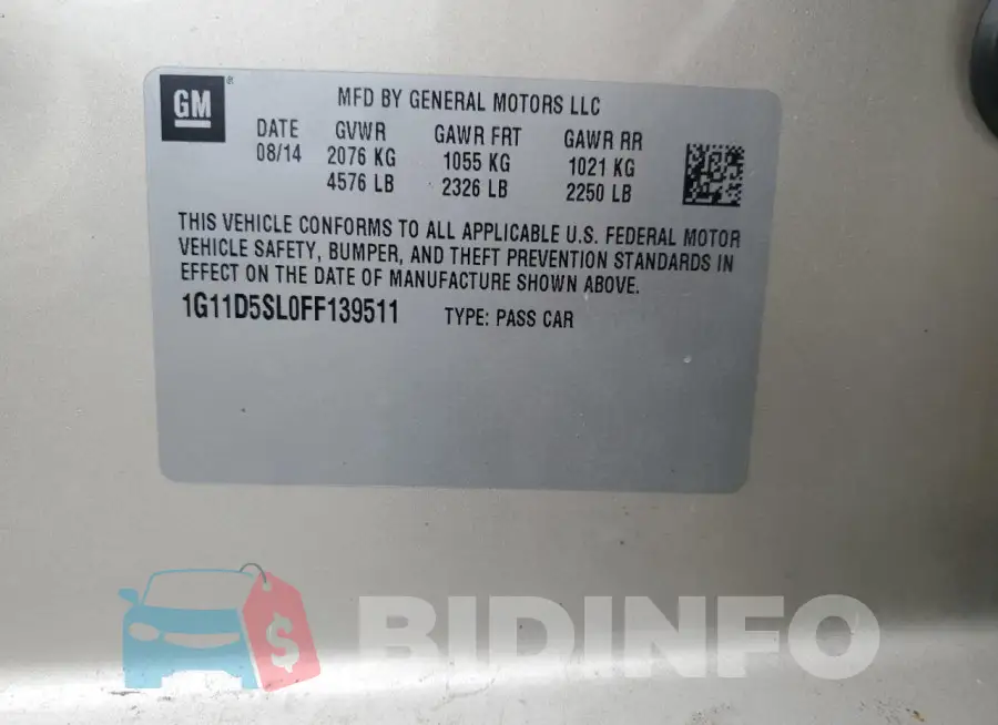 1G11D5SL0FF139511 Photo# 12