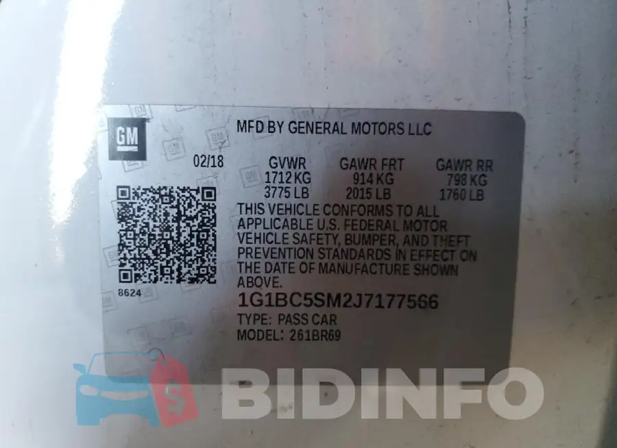 1G1BC5SM2J7177566 Photo# 12