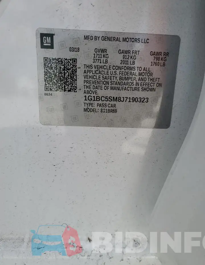 1G1BC5SM8J7190323 Photo# 12