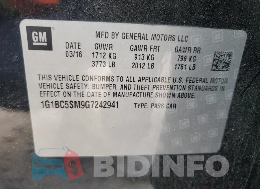 1G1BC5SM9G7242941 Photo# 12