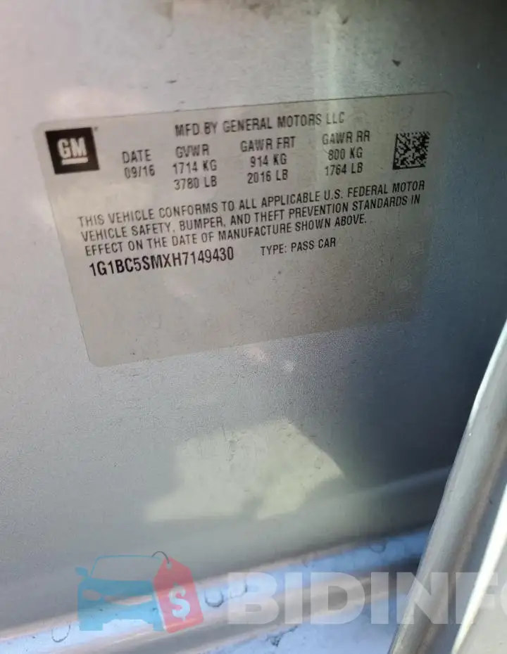1G1BC5SMXH7149430 Photo# 12