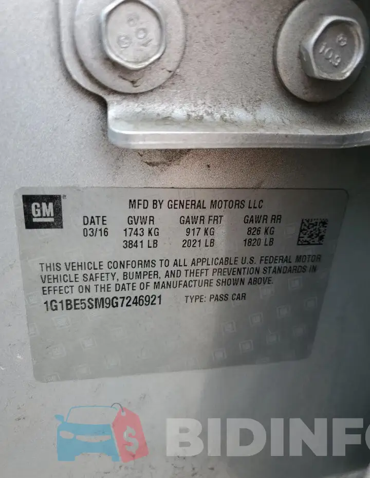 1G1BE5SM9G7246921 Photo# 13