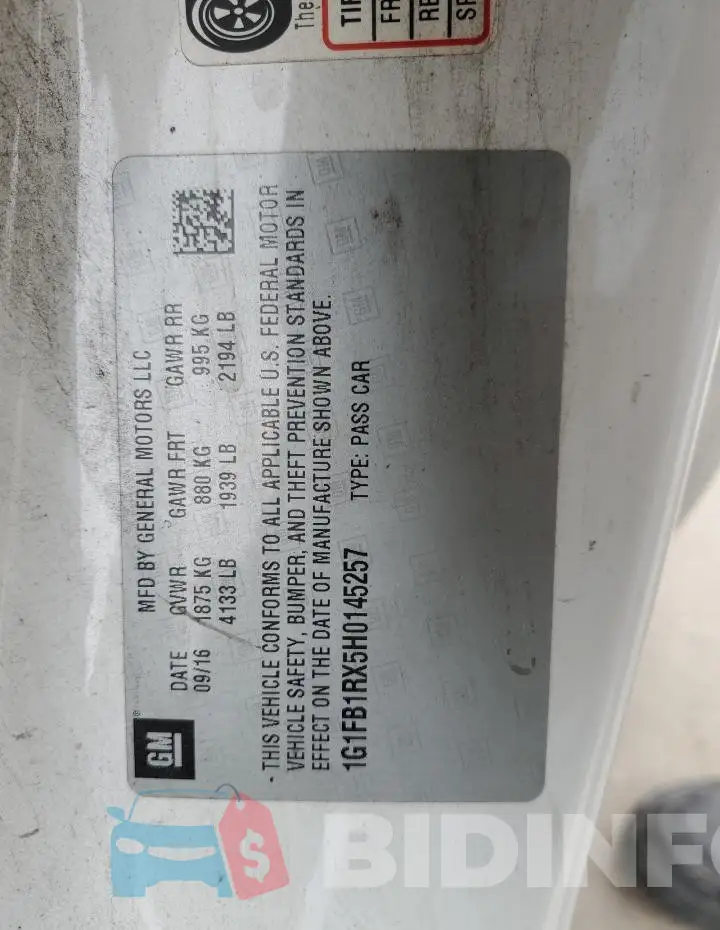 1G1FB1RX5H0145257 Photo# 13