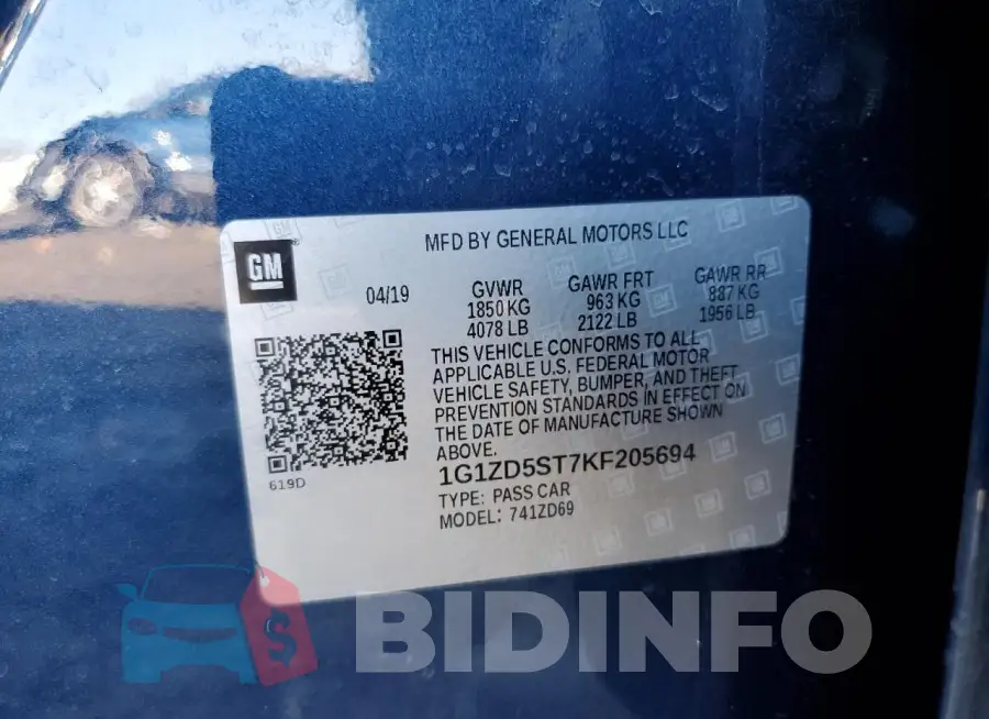 1G1ZD5ST7KF205694 Photo# 12