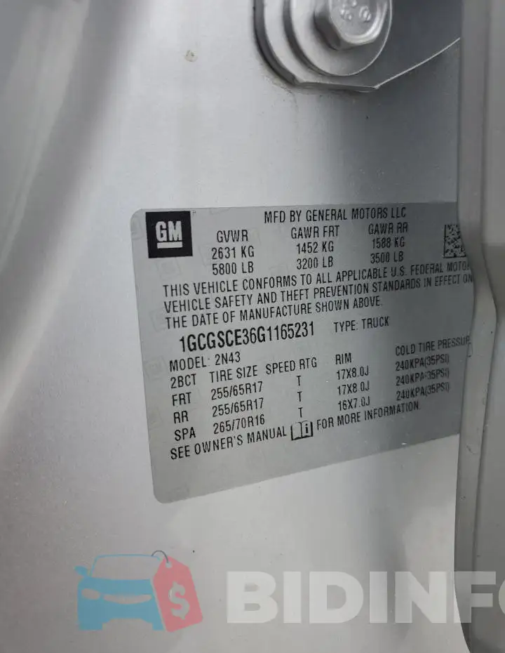1GCGSCE36G1165231 Photo# 12