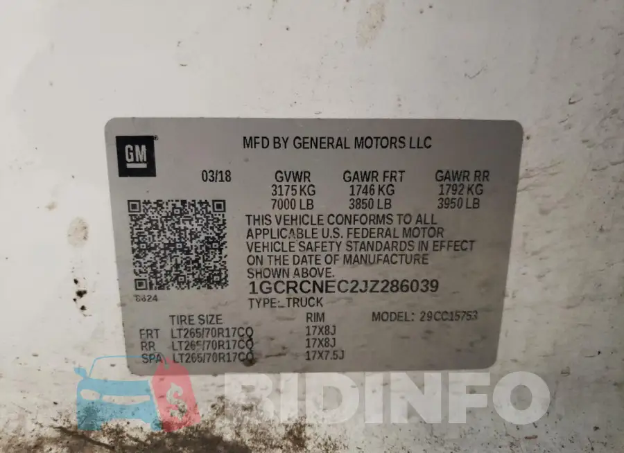 1GCRCNEC2JZ286039 Photo# 12