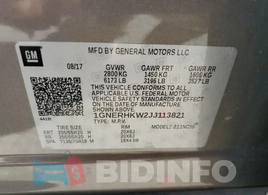 1GNERHKW2JJ113821 Photo# 14