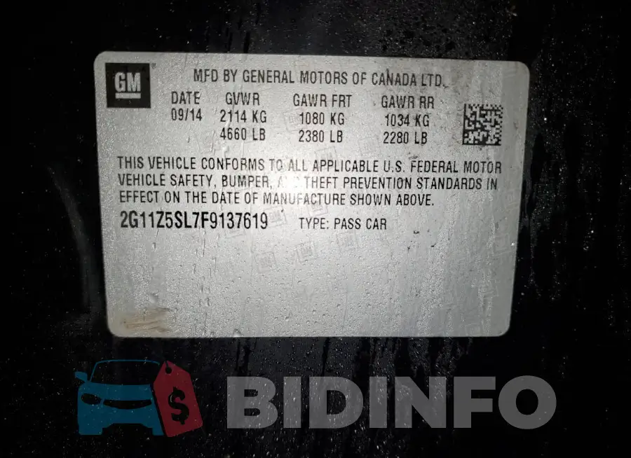 2G11Z5SL7F9137619 Photo# 12