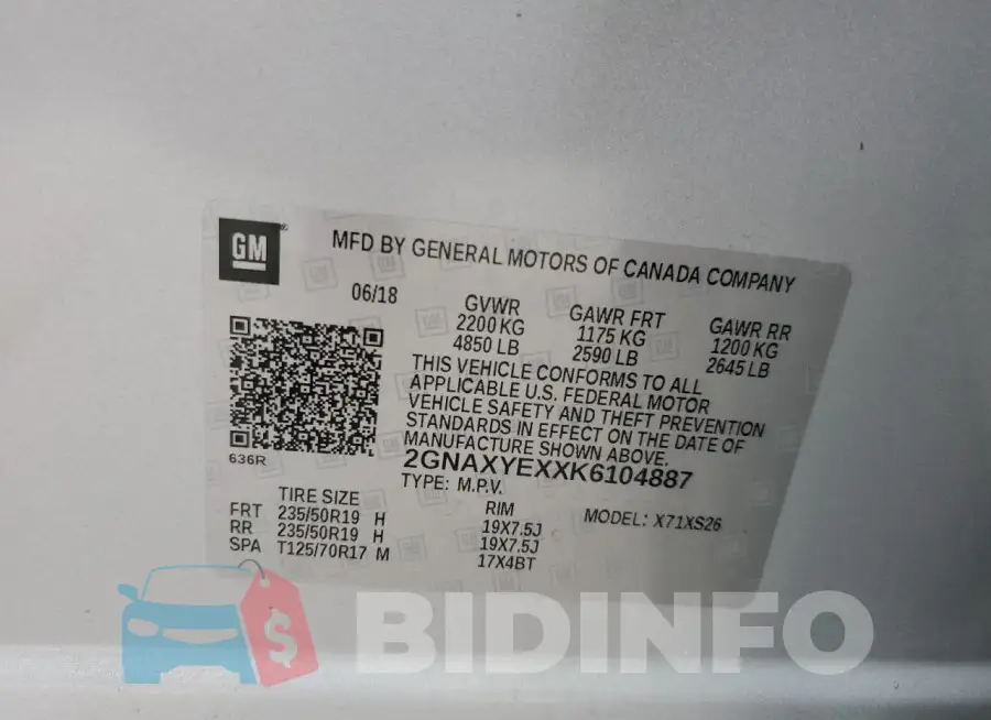 2GNAXYEXXK6104887 Photo# 14
