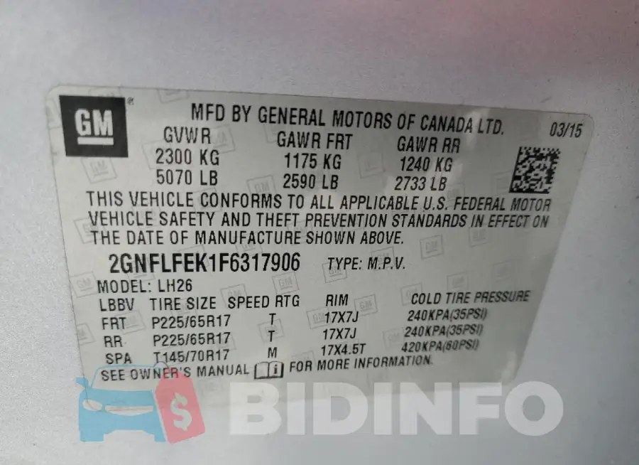 2GNFLFEK1F6317906 Photo# 13