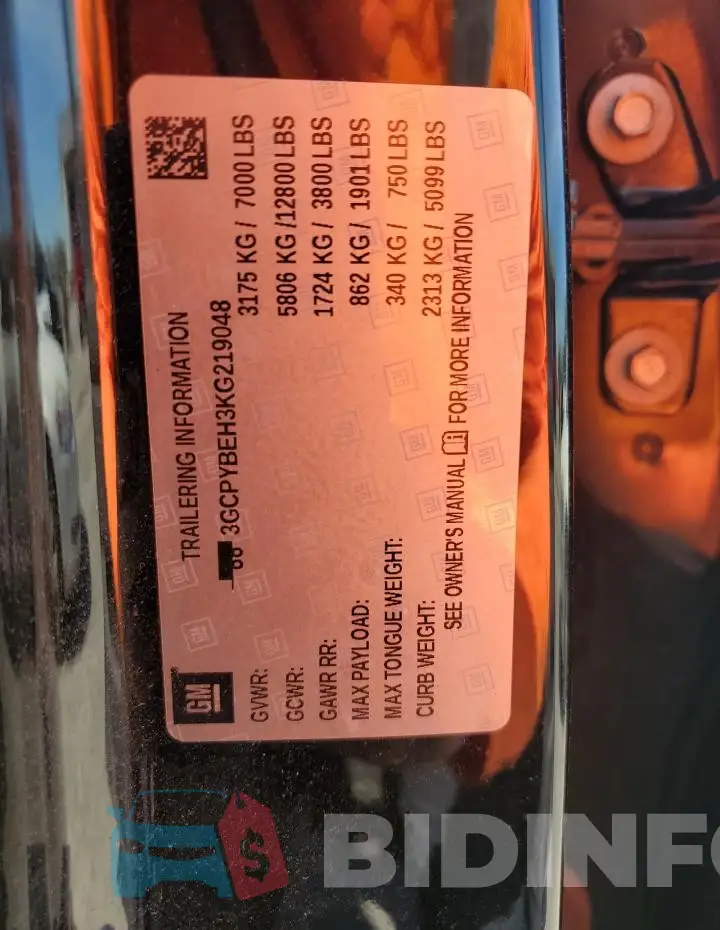 3GCPYBEH3KG219048 Photo# 12