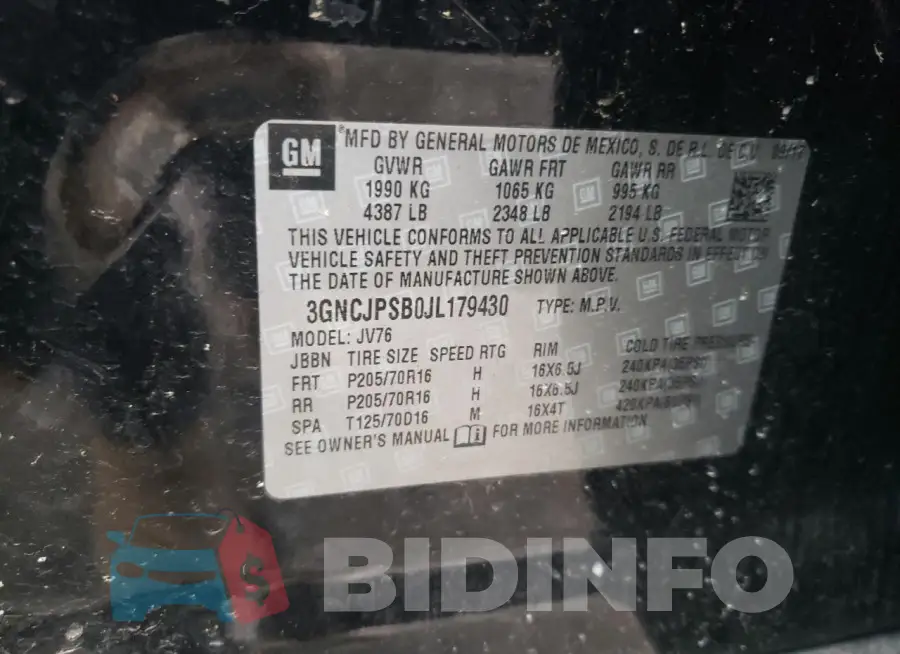 3GNCJPSB0JL179430 Photo# 13