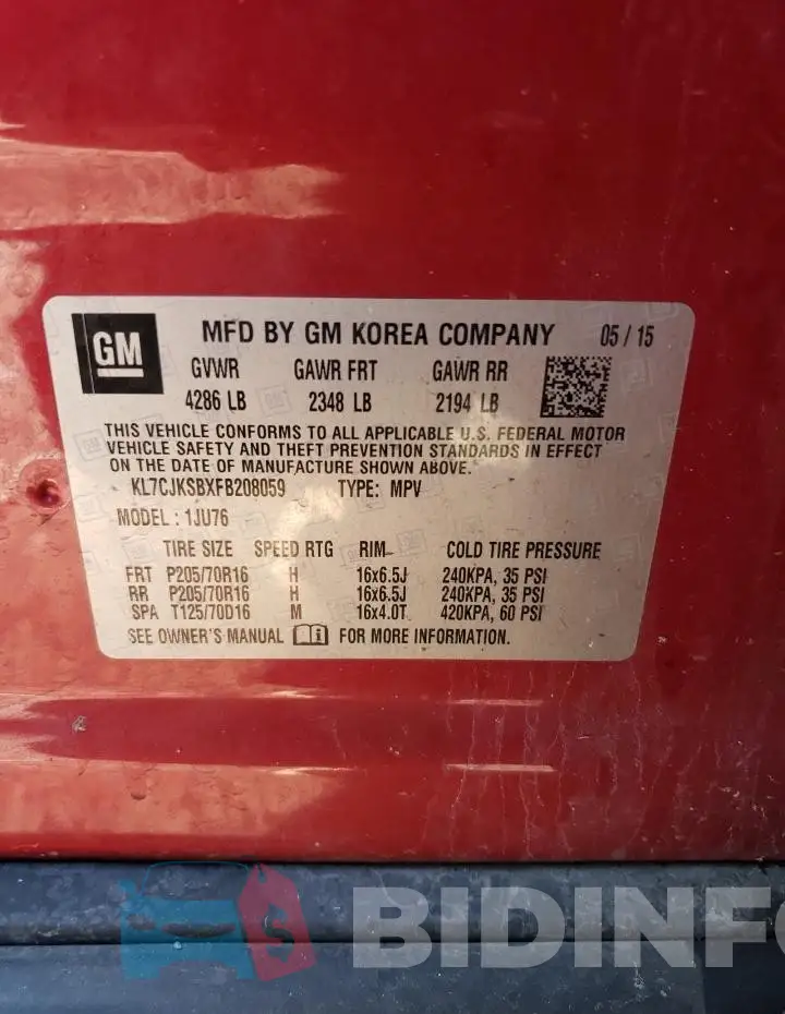 KL7CJKSBXFB208059 Photo# 12