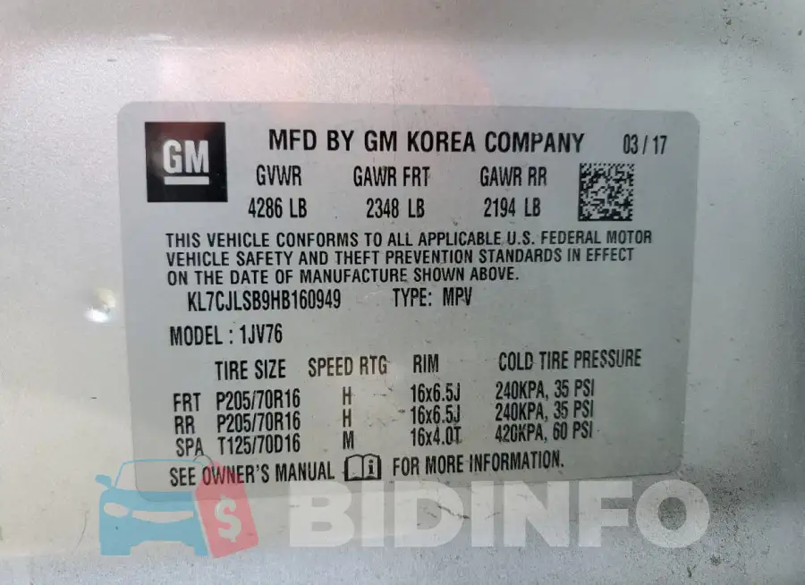 KL7CJLSB9HB160949 Photo# 14
