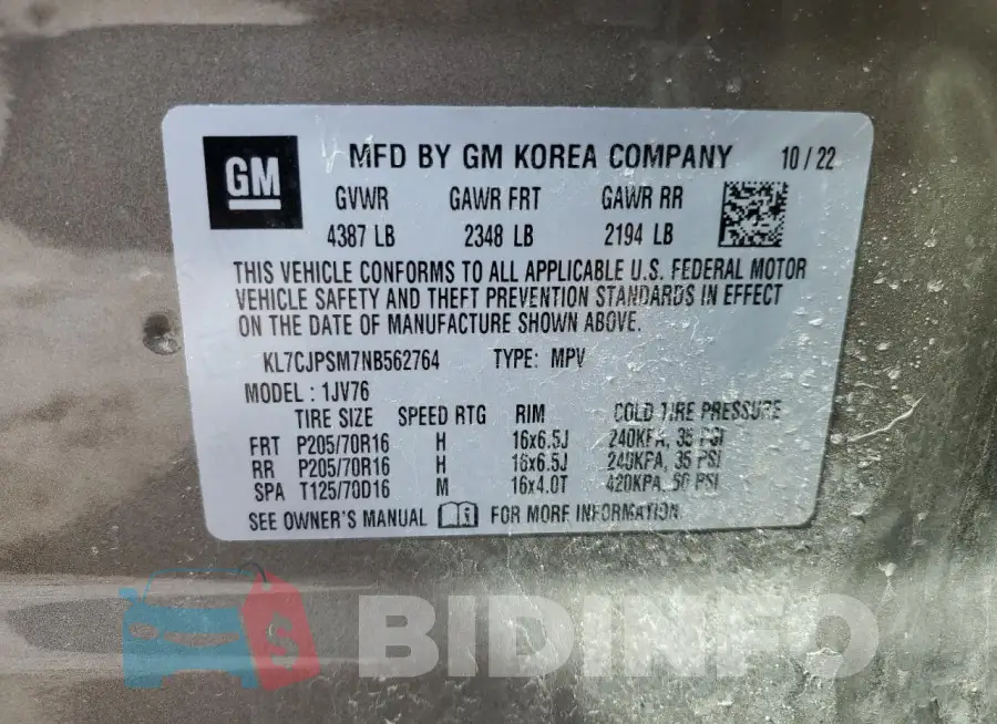 KL7CJPSM7NB562764 Photo# 14