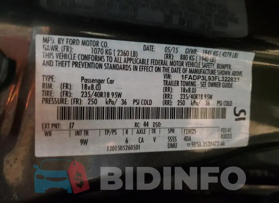 1FADP3L93FL322833 Photo# 12