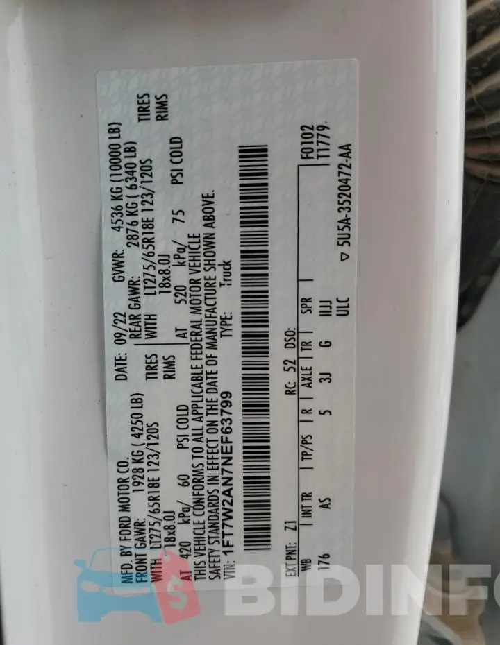1FT7W2AN7NEF63799 Photo# 12