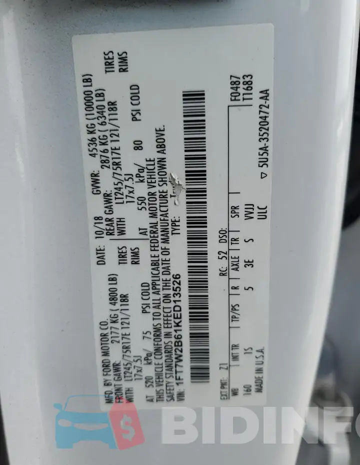 1FT7W2B61KED13526 Photo# 13