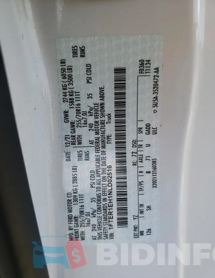 1FTER1EH1NLD02516 Photo# 12