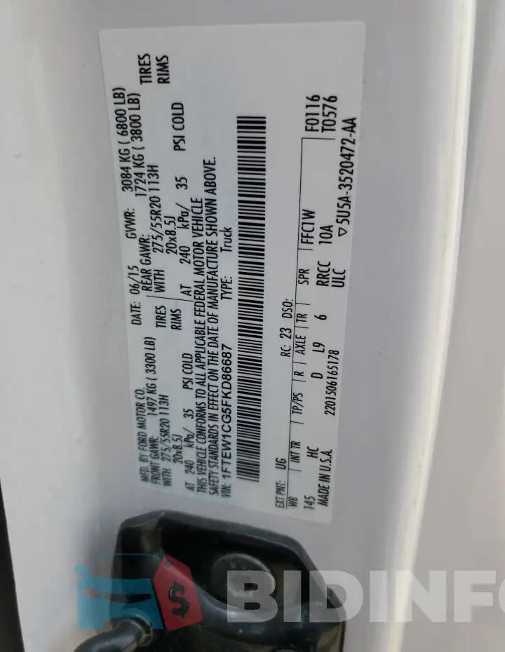 1FTEW1CG5FKD86687 Photo# 12