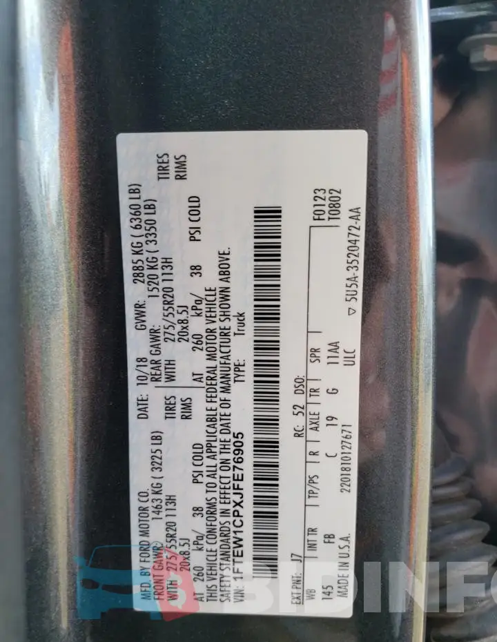 1FTEW1CPXJFE76905 Photo# 12