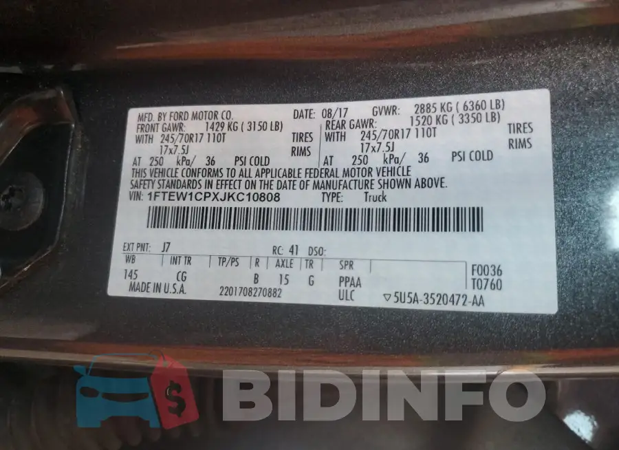 1FTEW1CPXJKC10808 Photo# 12