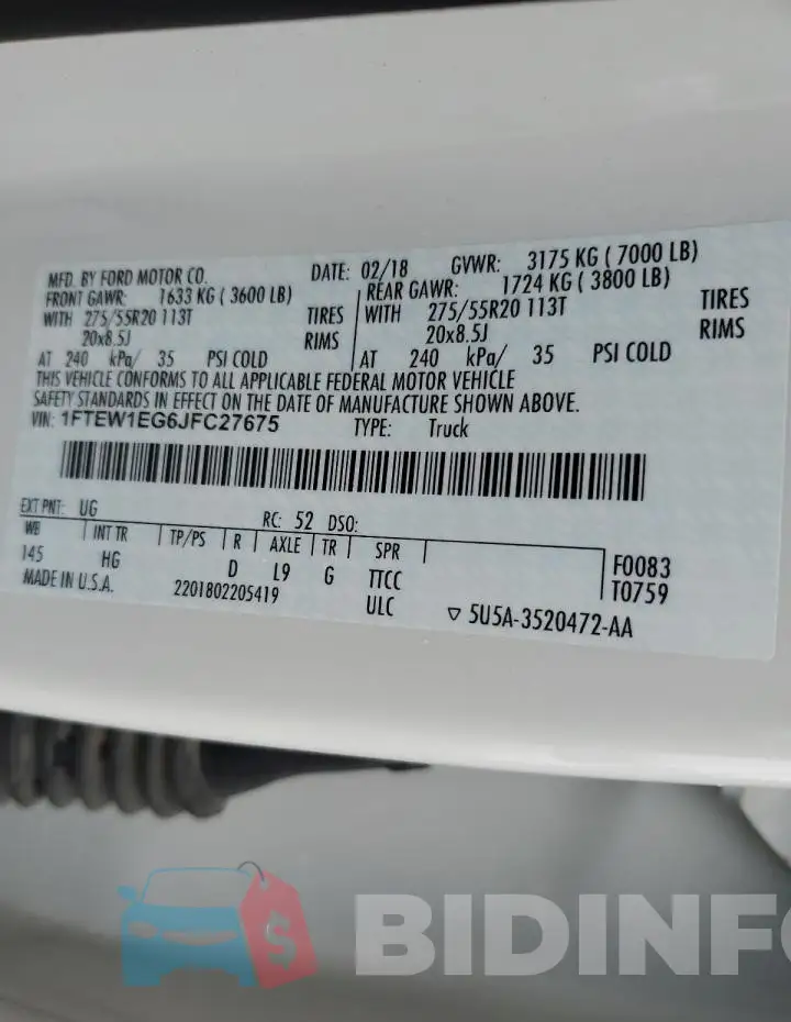 1FTEW1EG6JFC27675 Photo# 12