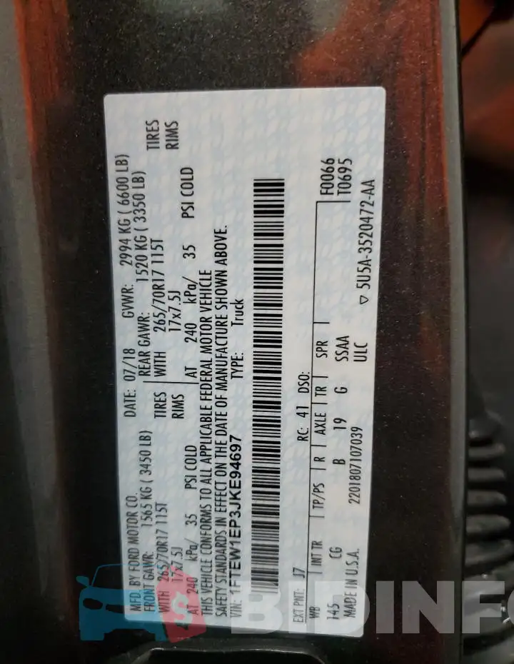 1FTEW1EP3JKE94697 Photo# 12