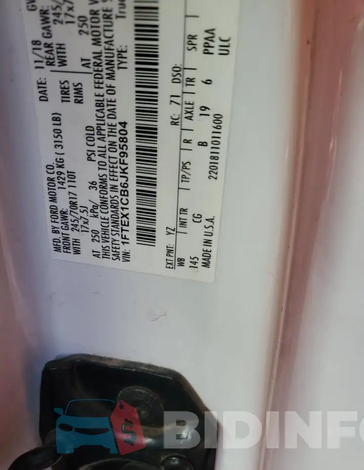 1FTEX1CB6JKF95804 Photo# 12