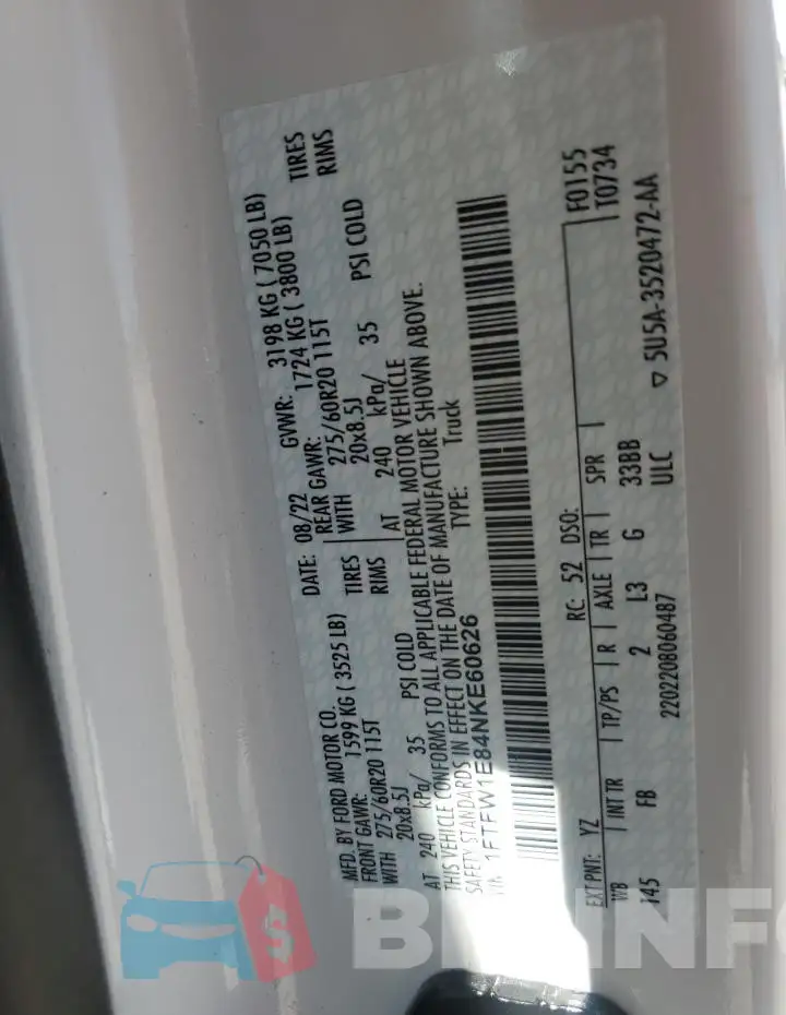 1FTFW1E84NKE60626 Photo# 12