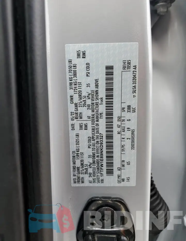 1FTFW1E89NKD93327 Photo# 12