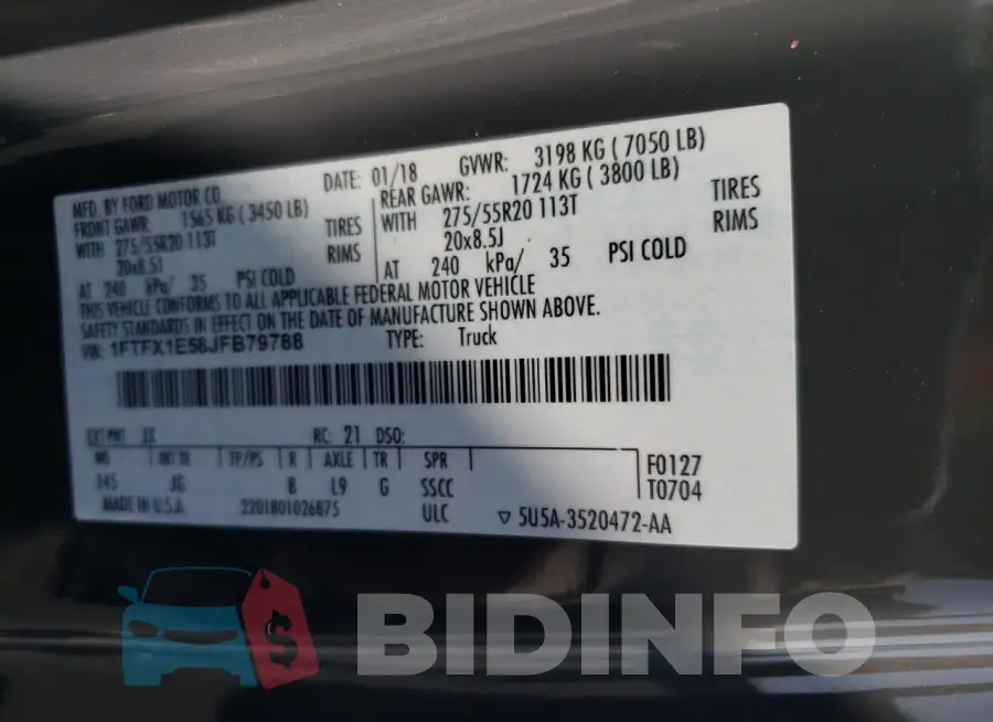 1FTFX1E58JFB79788 Photo# 12