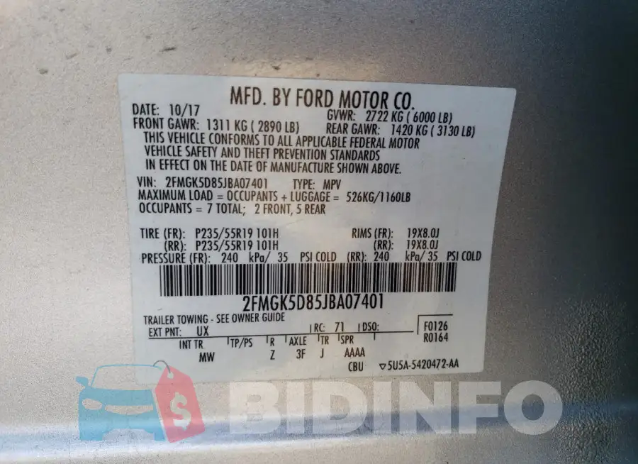 2FMGK5D85JBA07401 Photo# 12