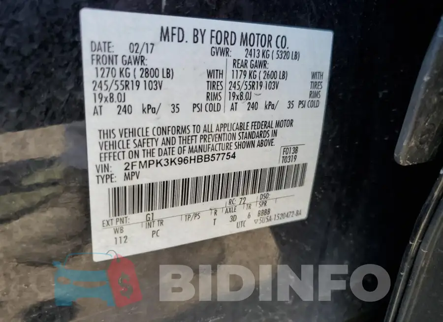 2FMPK3K96HBB57754 Photo# 13