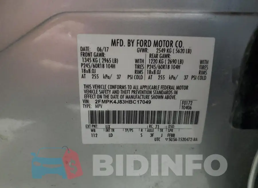 2FMPK4J83HBC17049 Photo# 13