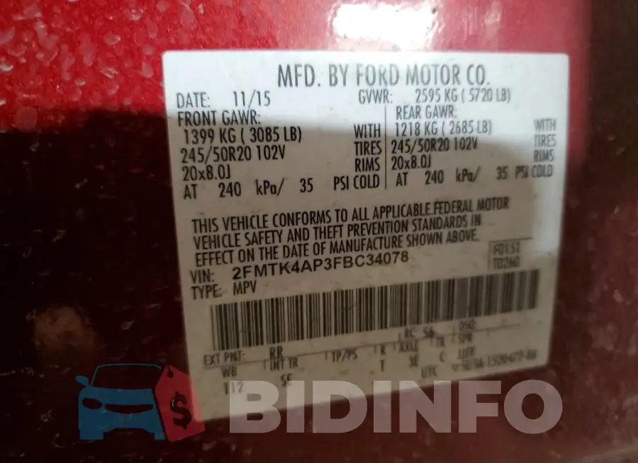 2FMTK4AP3FBC34078 Photo# 14