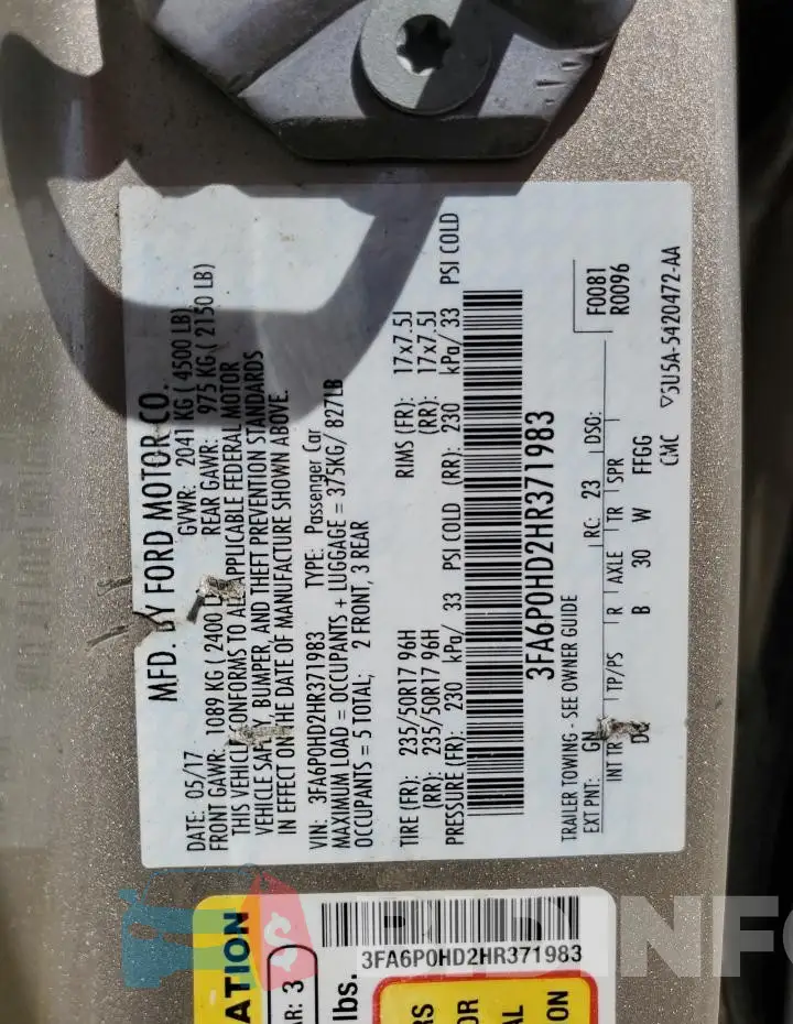 3FA6P0HD2HR371983 Photo# 12