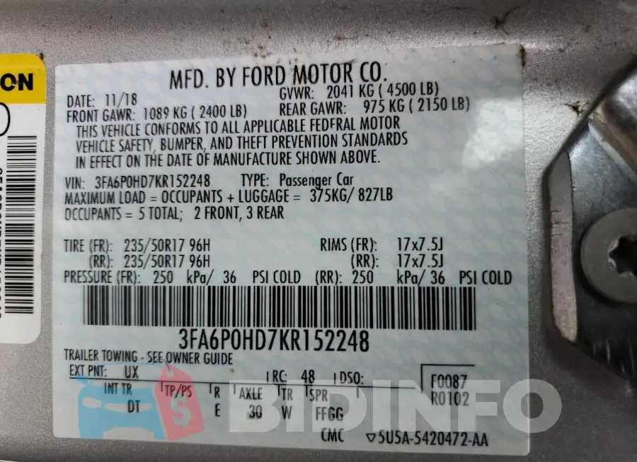 3FA6P0HD7KR152248 Photo# 12