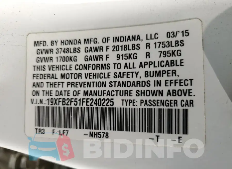 19XFB2F51FE240225 Photo# 12